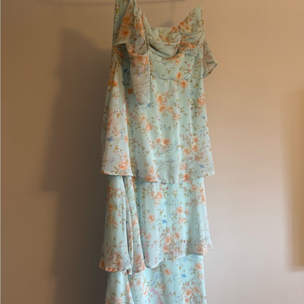Lulu's Light Blue Floral Maxi Dress